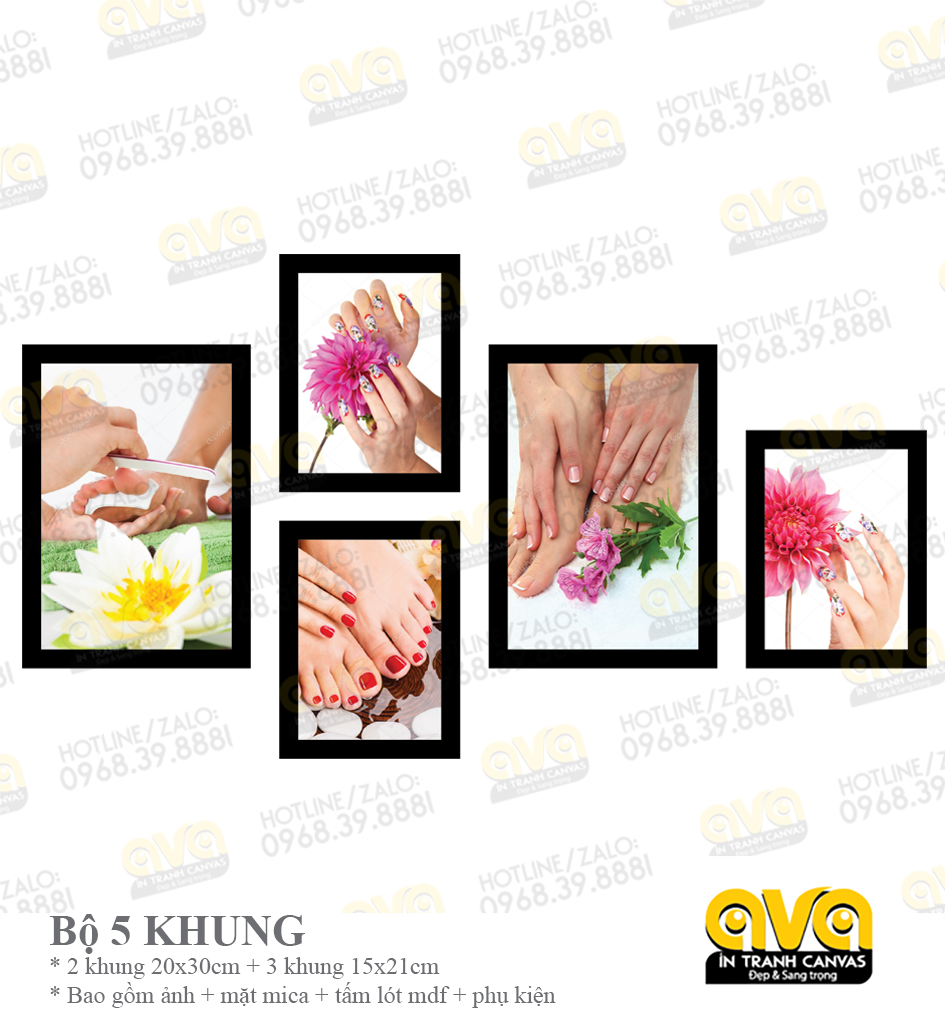 Bộ 5 khung ảnh làm Nail treo tường đẹp và sang trọng