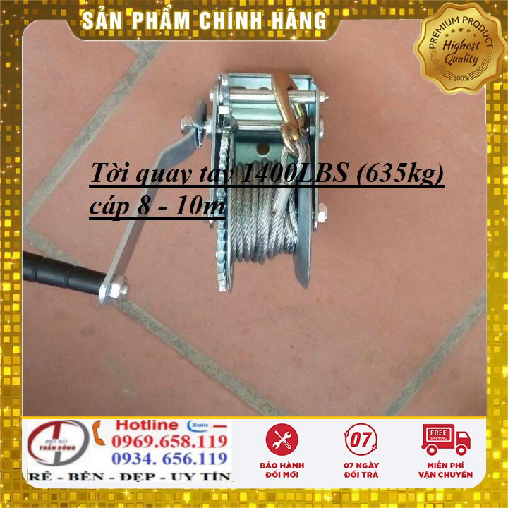 Tời quay tay 1400lbs tải trọng 655kg