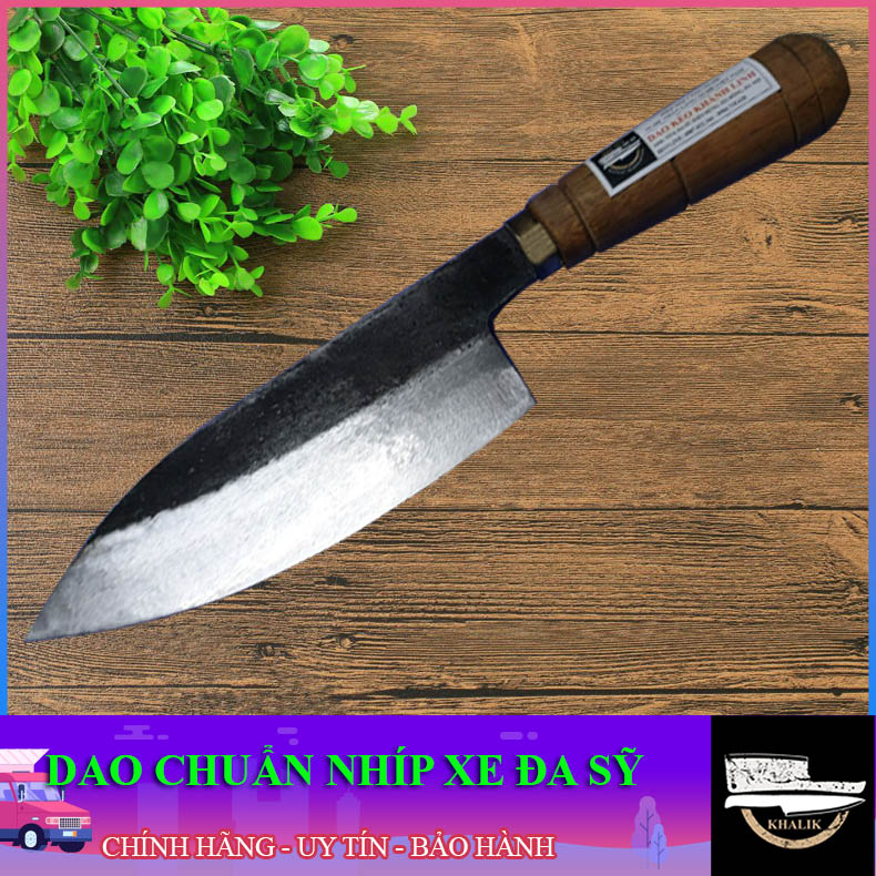 Dao nhọn đa năng (dao vừa chặt vừa thái lọc thịt lọc cá) bằng nhíp xe chuẩn cán gỗ lim  - dao bếp Đa Sỹ KLK001-  Chính hãng Khánh Linh