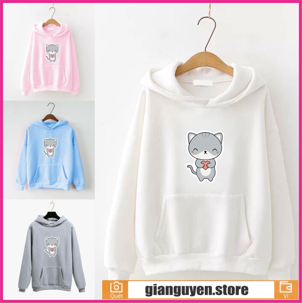 Áo Khoác Cặp Dạng Áo Hoodie Cổ Trồng In Hình Kute Phù Hợp Mặc Nhà Giữ Ấm, Chống Nắng Nam Nữ Đều Mặc Đẹp