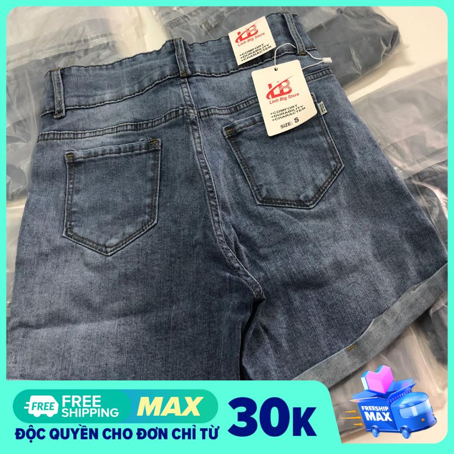 Quần short jean lưng cao, gấp lai sành điệu, vải cao cấp - Hot nhất 2021