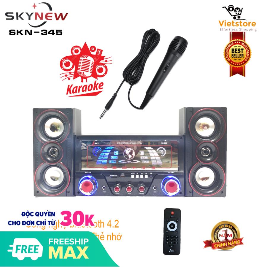 Dàn âm thanh tại gia - Dàn âm thanh tại nhà - loa vi tính hát karaoke có kết nối Bluetooth USB SKYNEW SK-345  siêu bass  hai kênh 2.1 Tặng kèm mic hát - Phân phối bởi Vietstore