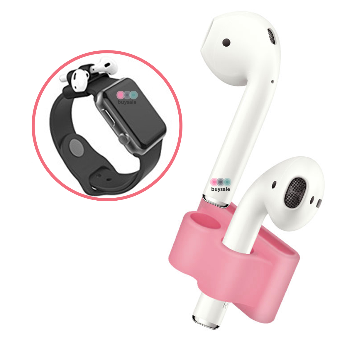 [HCM]Combo 2 cái phụ kiện silicone đeo quai Apple Watch giữ tai nghe Airpod - buysale - BSPK116