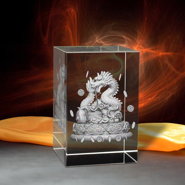 Tượng 3d con rồng bằng pha lê- trang trí xe ô tô/ bàn làm việc/ quà sinh nhật