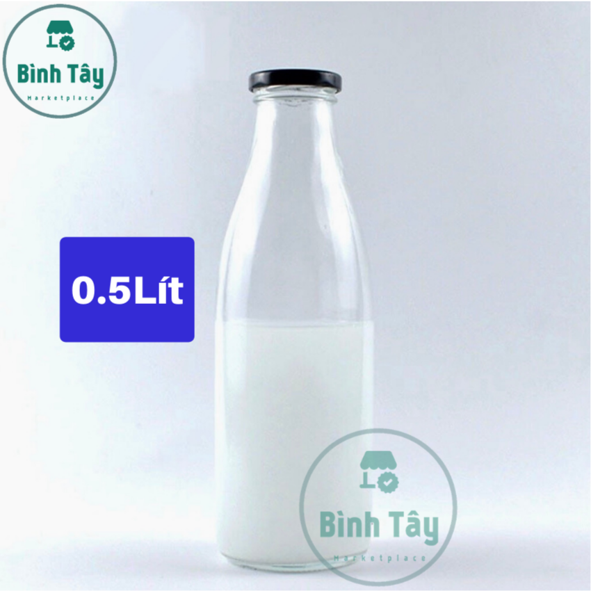 [HCM](Combo 2 Chai) Thủy Tinh Đựng Sữa 0.5 Lít Chai Nước Thủy Tinh Chai Đựng Nước Ép Chai Sữa Bình Nước Thủy Tinh BT-C006
