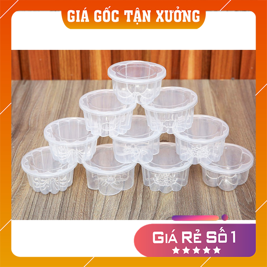 Combo 10 khuôn làm thạch rau câu hoa có nắp đậy HOFACO HPB110, khuôn rau câu làm từ nhựa PP an toàn cho người sử dụng, hàng Việt Nam chất lượng cao