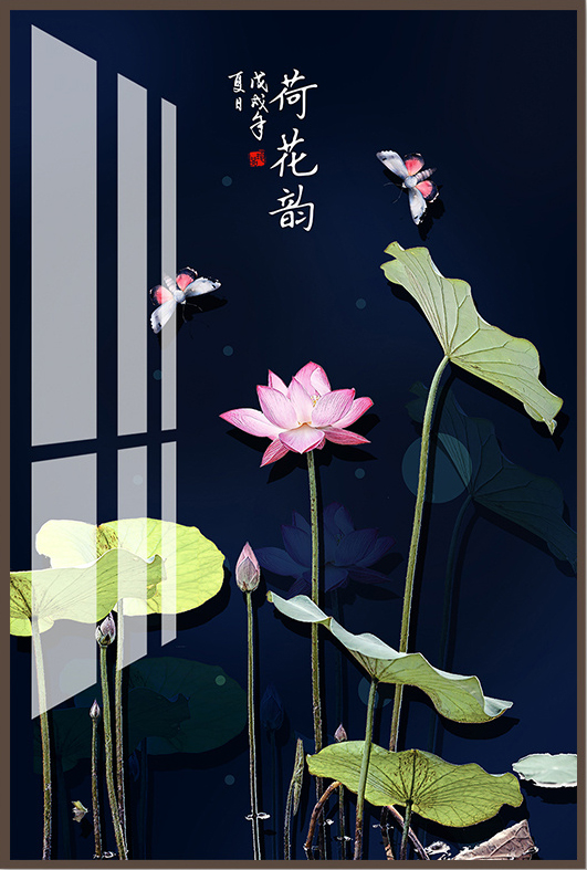 Tranh Hoa Sen phủ gương 3D nghệ thuật BK0011