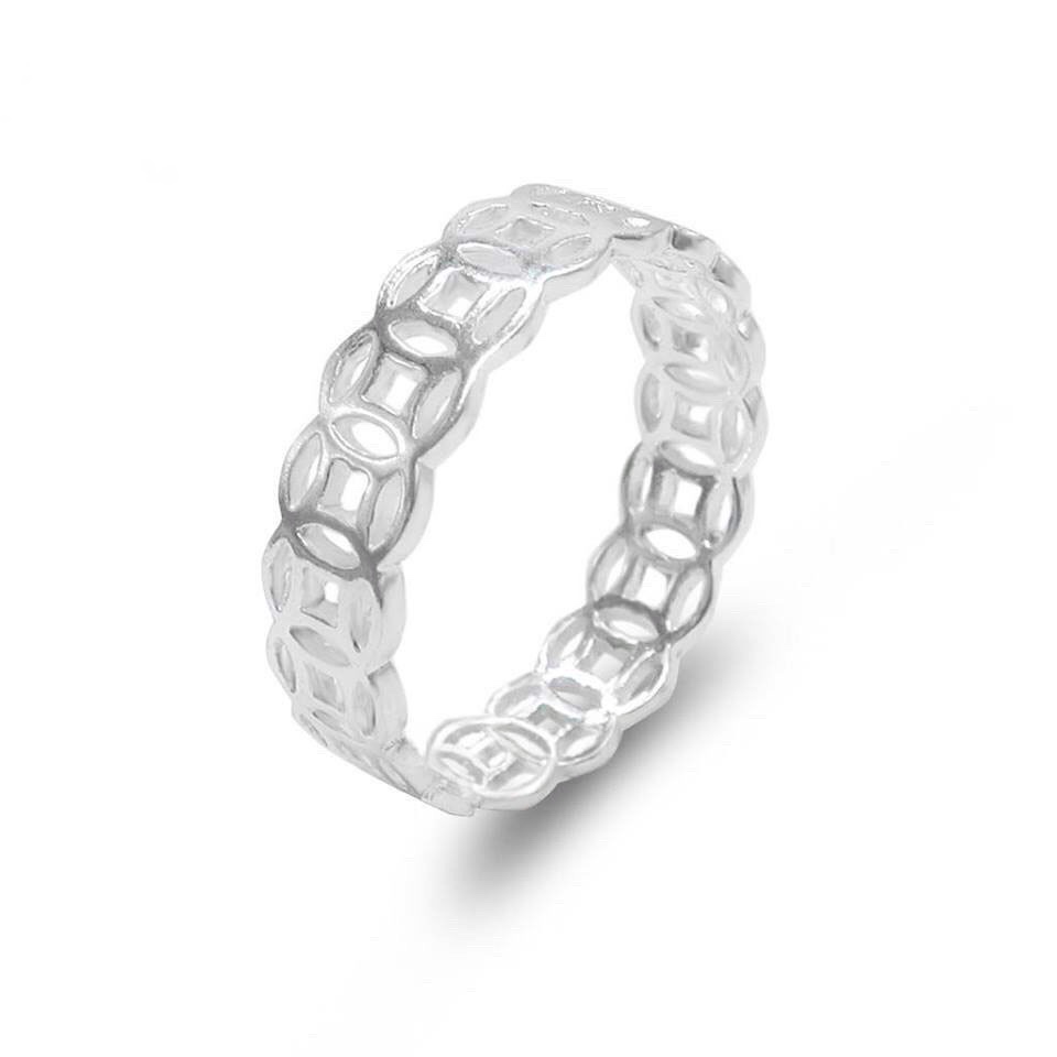 Nhẫn kim tiền bạc may mắn Nhẫn nữ bạc thật