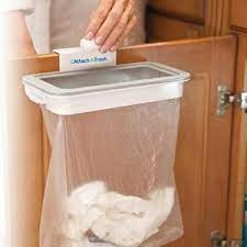 Móc kẹp túi rác gài cánh tủ có nắp, Kệ treo túi rác tiện ích,Giá treo miệng túi bóng gài cánh tủ