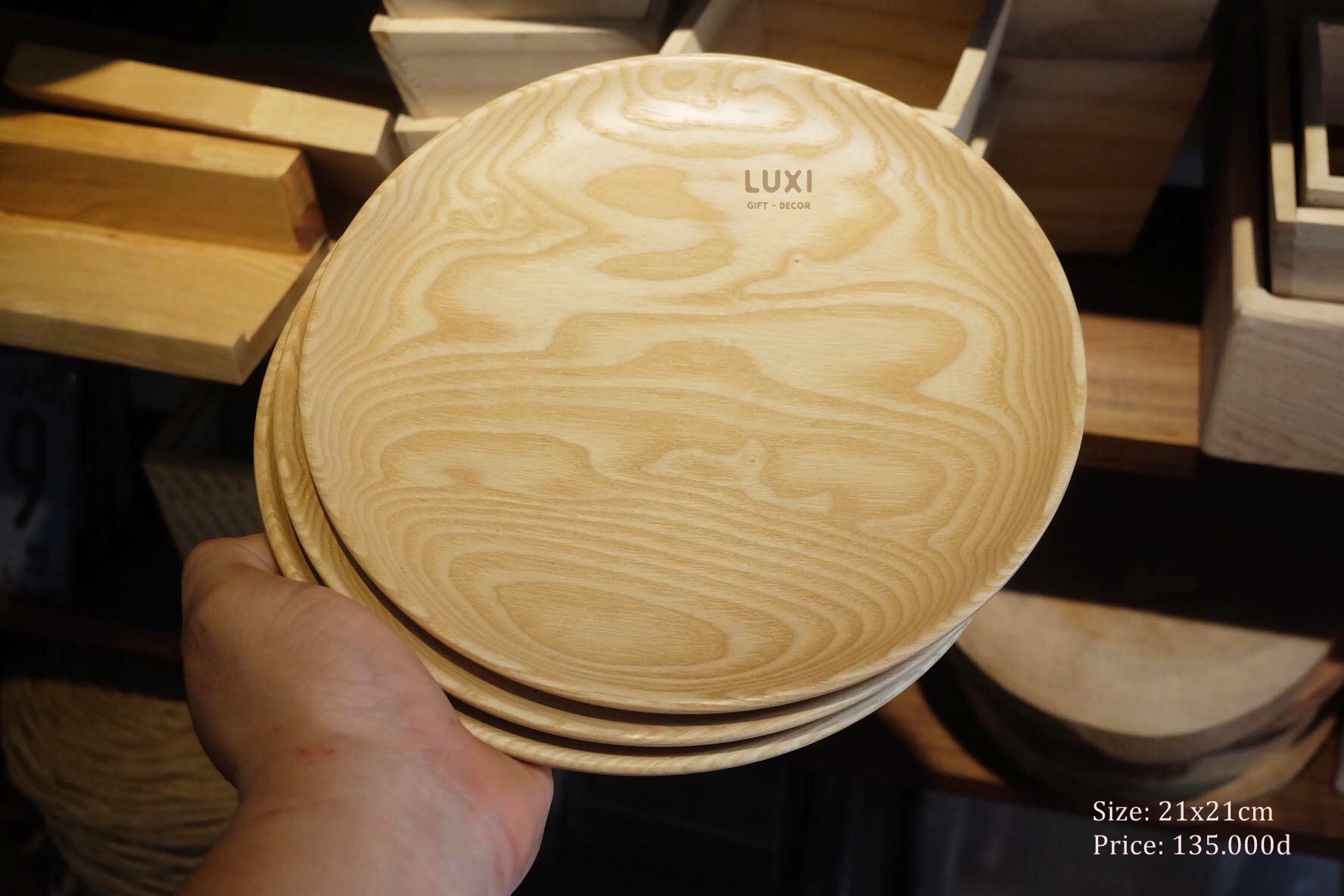 Khay gỗ dĩa tròn - luxi decor