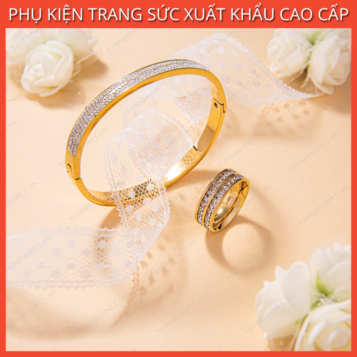 Vòng Tay, Nhẫn Titan Đính 2 Hàng Đá CB04