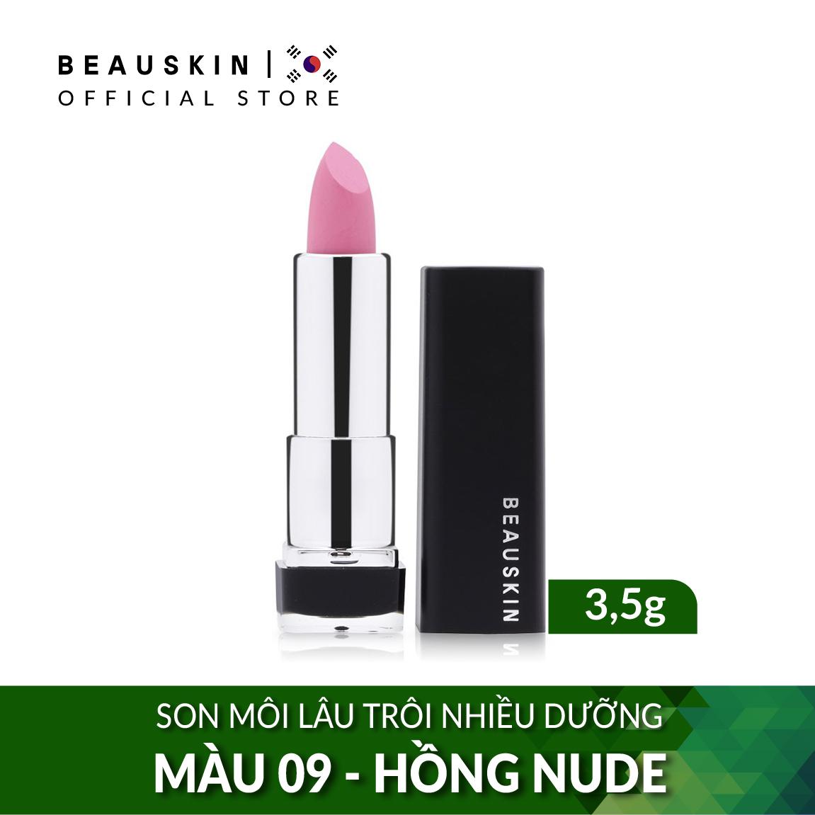 Son môi lâu trôi nhiều dưỡng Beauskin Crystal Lipstick No.9 3.5g (Hồng Nude)