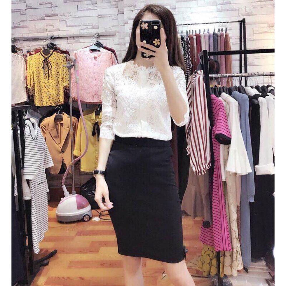 Áo ren trắng công sở