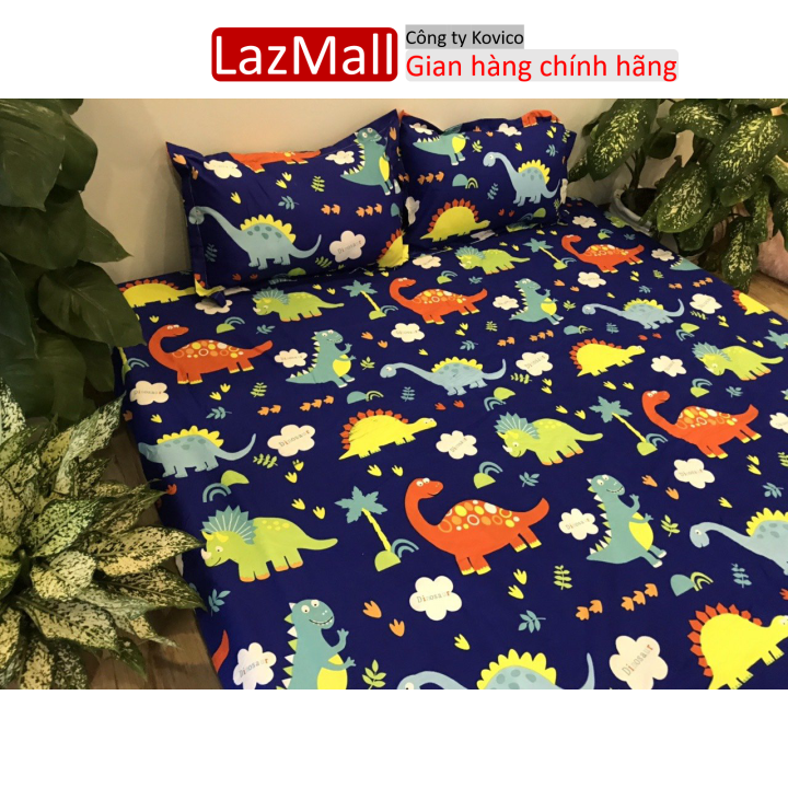 Bộ ga gối cotton poly 3 món họa tiết mẫu khủng long xanh Sunzin  Kho chăn ga gối, ga giường, drap giường
