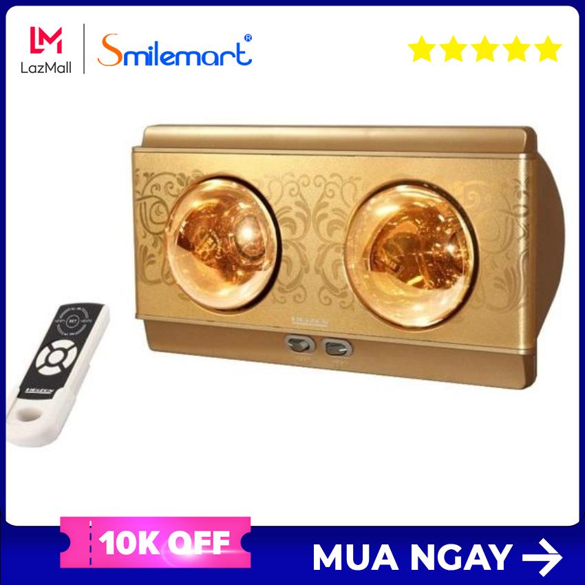 Đèn sưởi nhà tắm heizen 2 bóng vàng he-2br điều khiển từ xa, bảo hành 10 năm