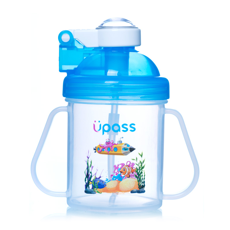 Bình uống nước cao cấp trẻ em UPASS 200ml nắp bật có 2 tay cầm UP0823Y