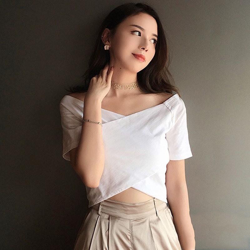 Áo thun nữ áo kiểu nữ hở cổ bẹt vai gợi cảm