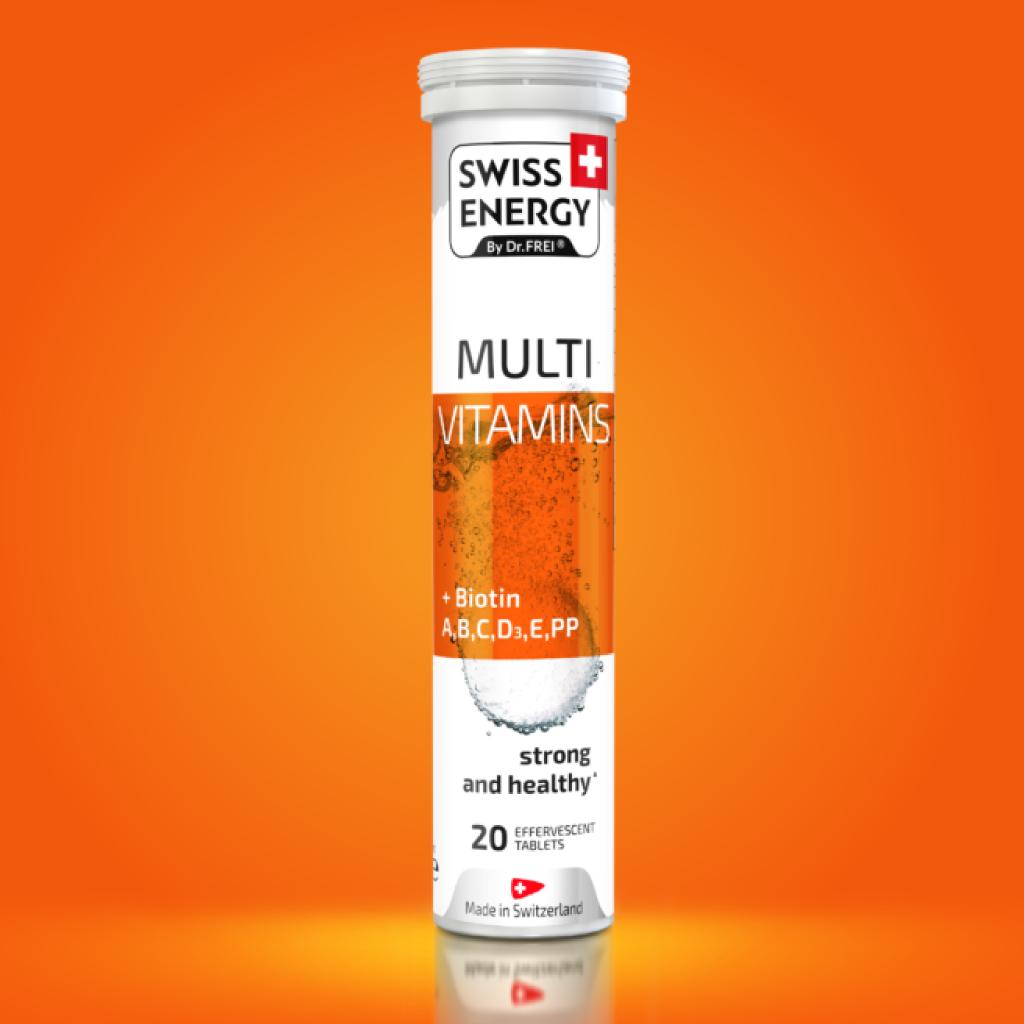 Multi Vitamins + Biotin Viên sủi bổ sung vitamin toàn diện cho cơ thể Swiss Energy  (1 Tuýp 20 Viên) Nhập Khẩu Châu Âu
