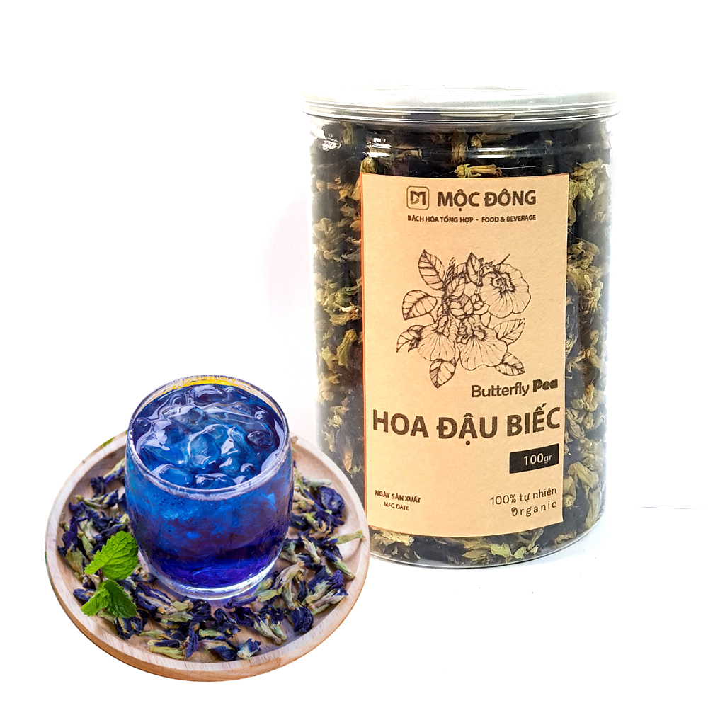 Hộp 100gr trà hoa đậu biếc giảm cân chăm sóc sức khỏe, nấu râu câu, nấu xôi làm màu tự nhiên