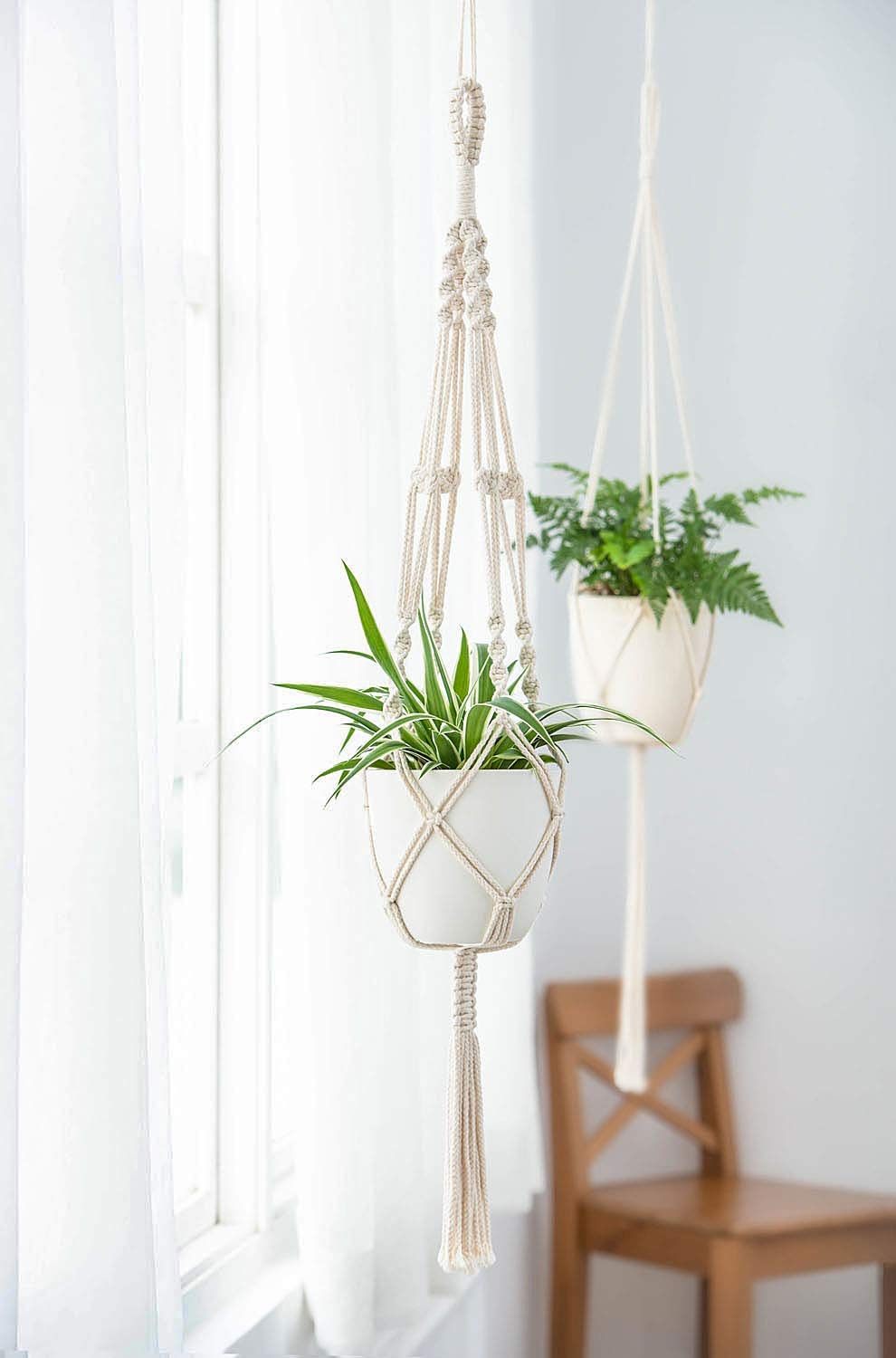 Giỏ macrame treo chậu cây trang trí, treo chậu hoa, cây cảnh, treo trên tường trong nhà, treo ngoài trời, giỏ cây handmade, giỏ treo cây phong cách vintage, quà sinh nhật, quà giáng sinh