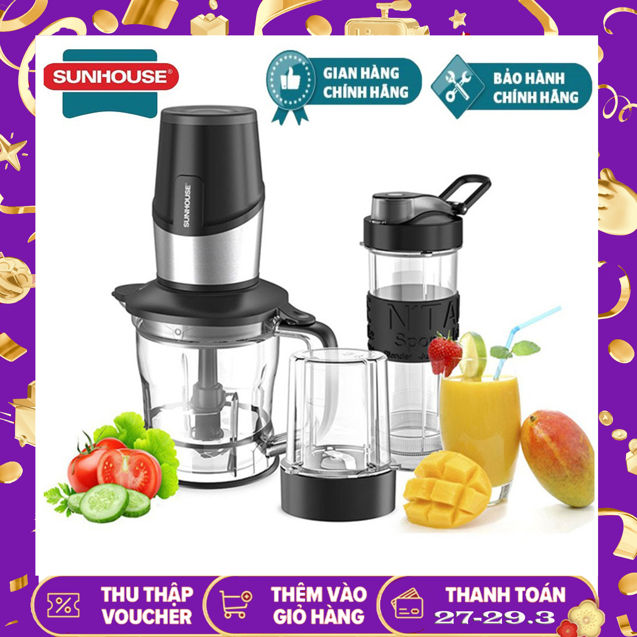 Máy xay sinh tố đa năng sunhouse shd5340b - hàng chính hãng