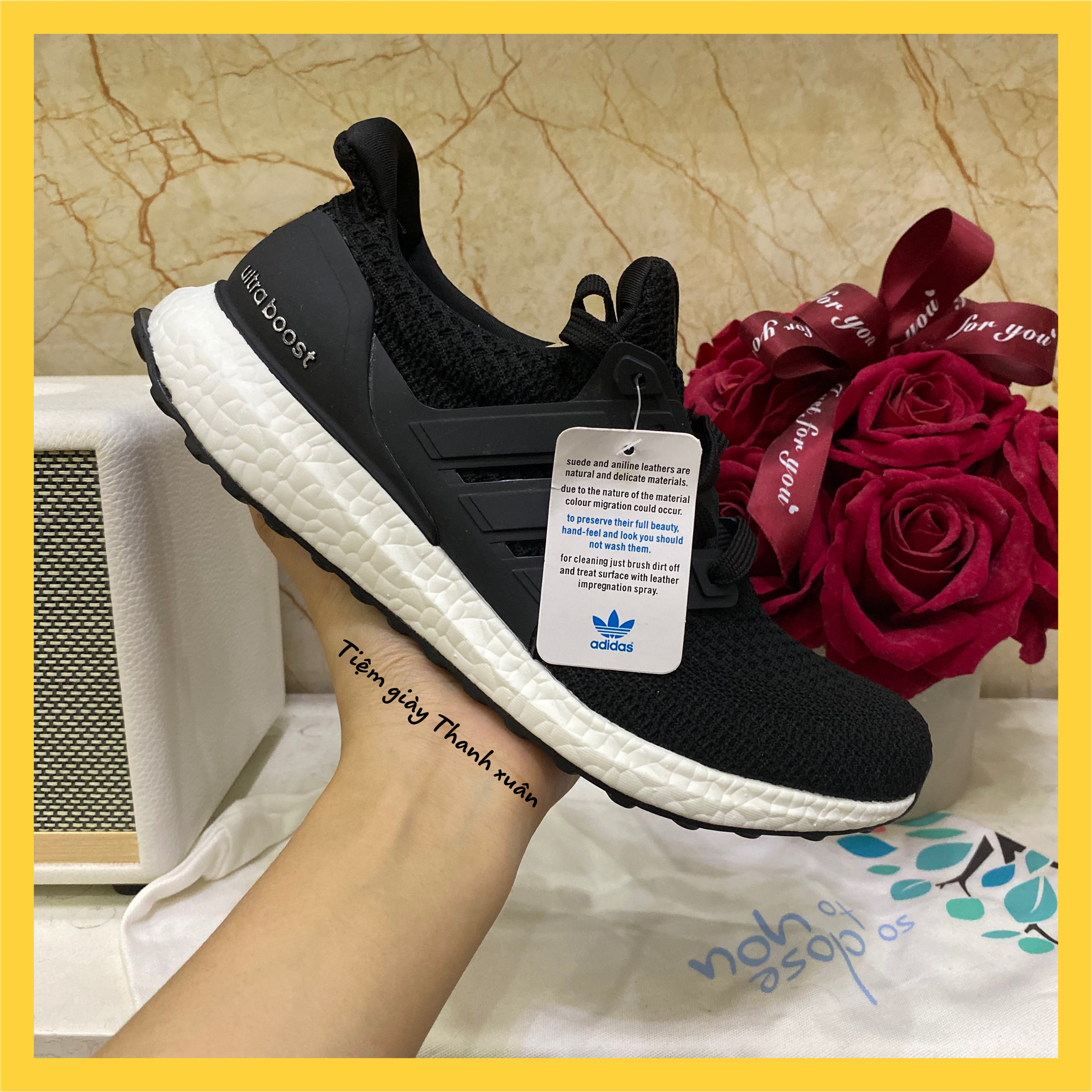 Giày thể thao sneaker ultraboost 4.0 đen trắng