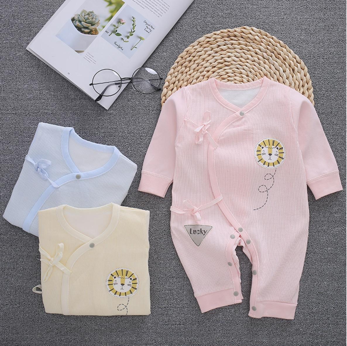 Bộ body dài tay cài dây lệch cho bé trai bé gái mẫu Hè Thu 2019 TSS028