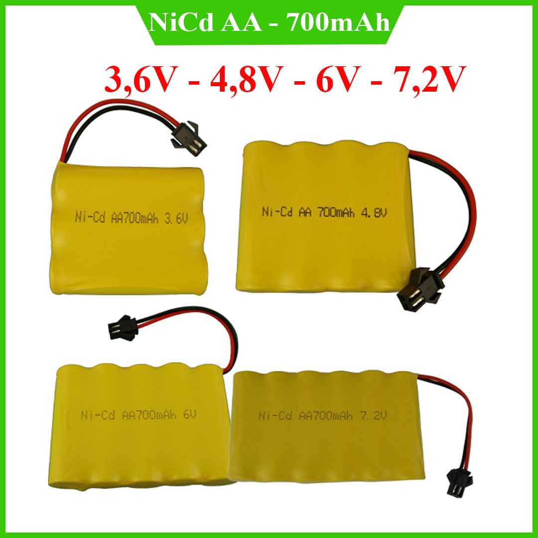 Pin sạc dành cho đồ chơi ô tô mô hình điều khiển từ xa 700mAh - 3.6V 4.8V 6V 7.2V - Bộ pin sạc AA niken-cadmium NI-CD, phích cắm SM