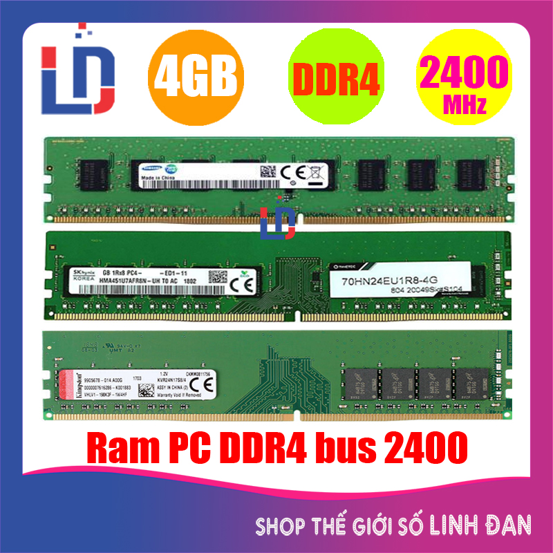 Ram máy tính để bàn 4GB DDR4 bus 2400 (nhiều hãng) kingmax Gskill kingston adata - PCR4 4GB