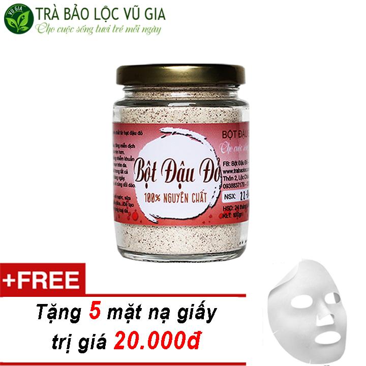 Bột đậu đỏ nguyên chất bảo lộc vg farm + tặng 5 mặt nạ giấy đắp mặt