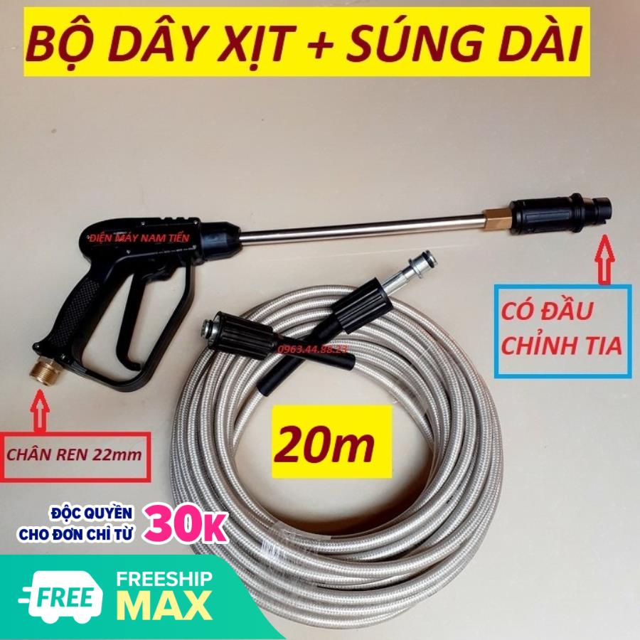 Bộ dây và vòi phun tăng áp lực nước,vòi phun rửa xe,vòi tưới cây,Bộ dây và vòi xịt tăng áp lực nước loại dài