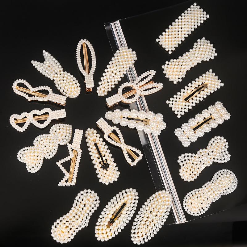 Set 20 Kẹp tóc nơ đính ngọc trai giả thời trang Hàn Quốc