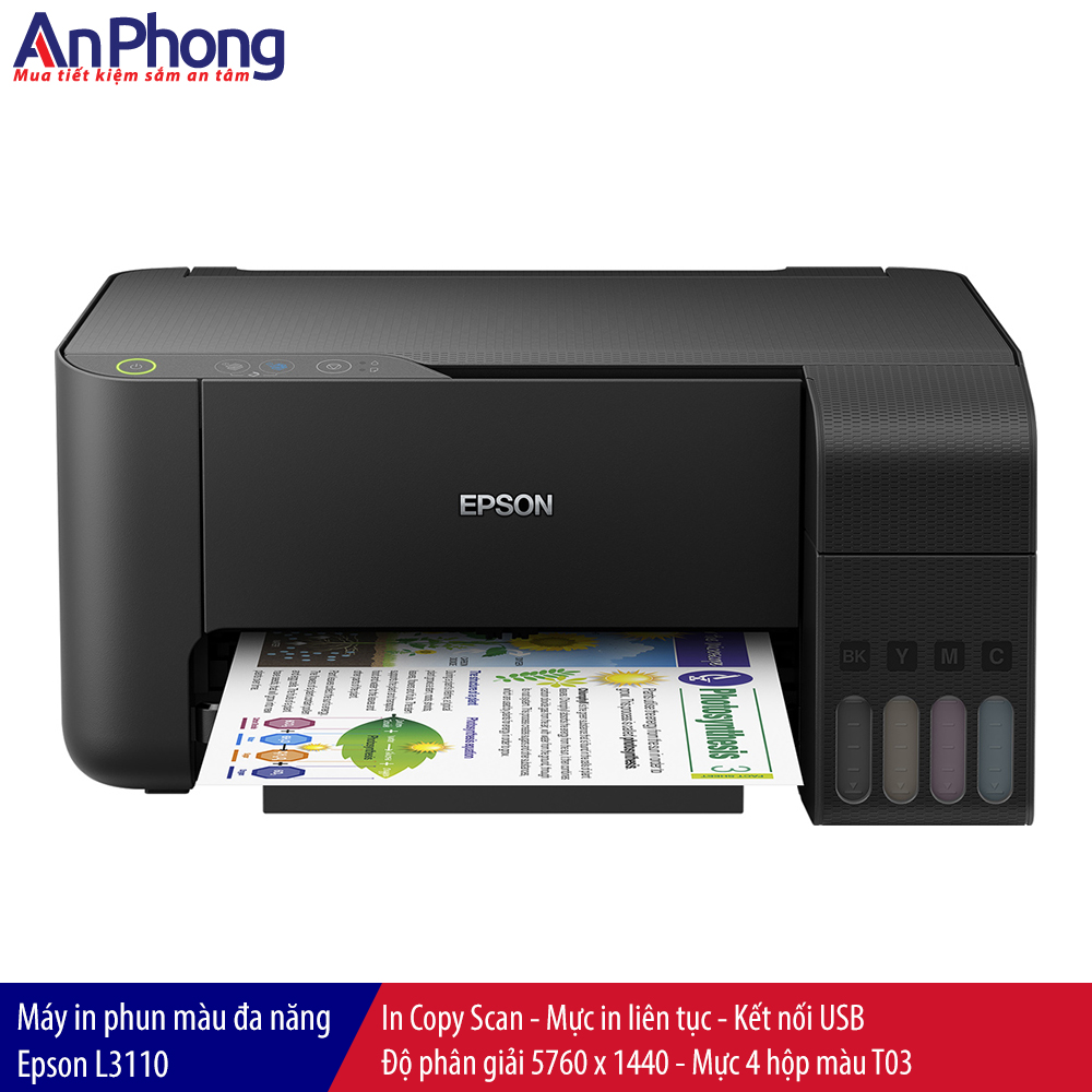 Máy in phun màu Epson L3110 copy scan kết nối USB chính hãng