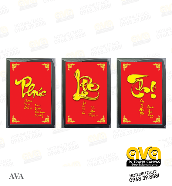 BỘ 3 KHUNG THƯ PHÁP PHONG THỦY - PHÚC LỘC THỌ - KHUNG SIÊU BỀN ĐẸP