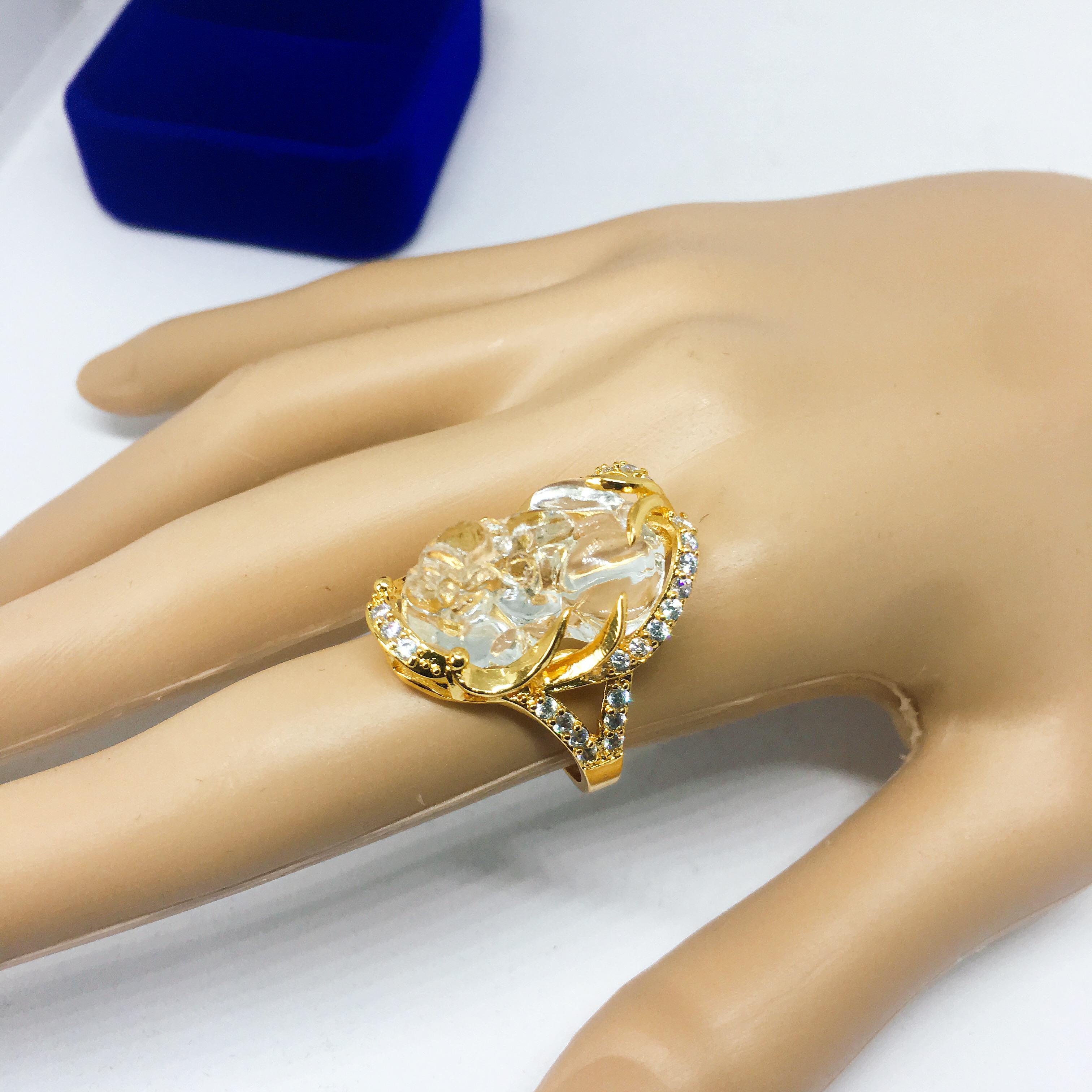 Phụ kiện nữ Nhẫn tỳ hưu đính đá cao cấp trang sức phong thủy, may mắn, tài lộc MS08 ( màu trắng)