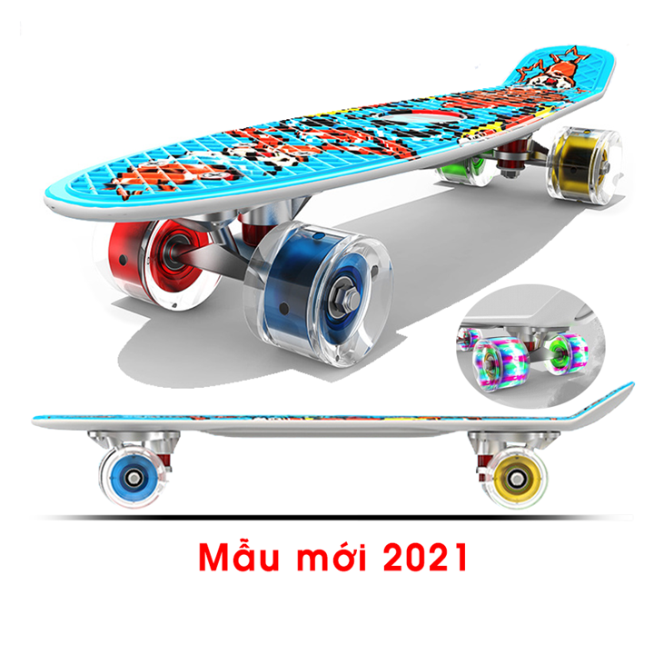 Ván trượt Penny họa tiết , bánh phát sáng size 60cm penny cho trẻ em và người lớn