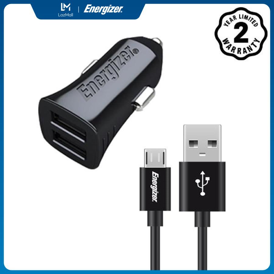 Sạc Energizer UL dùng cho Ô tô Micro USB 3.4A 2 cổng màu đen - DCA2CUMC3