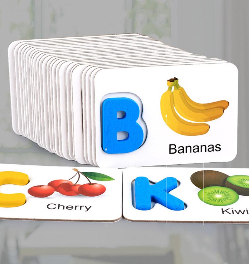 Bộ xếp hình chữ cái Tiếng Anh bằng gỗ dạng Flashcard - Smart Baby - dochoigo020