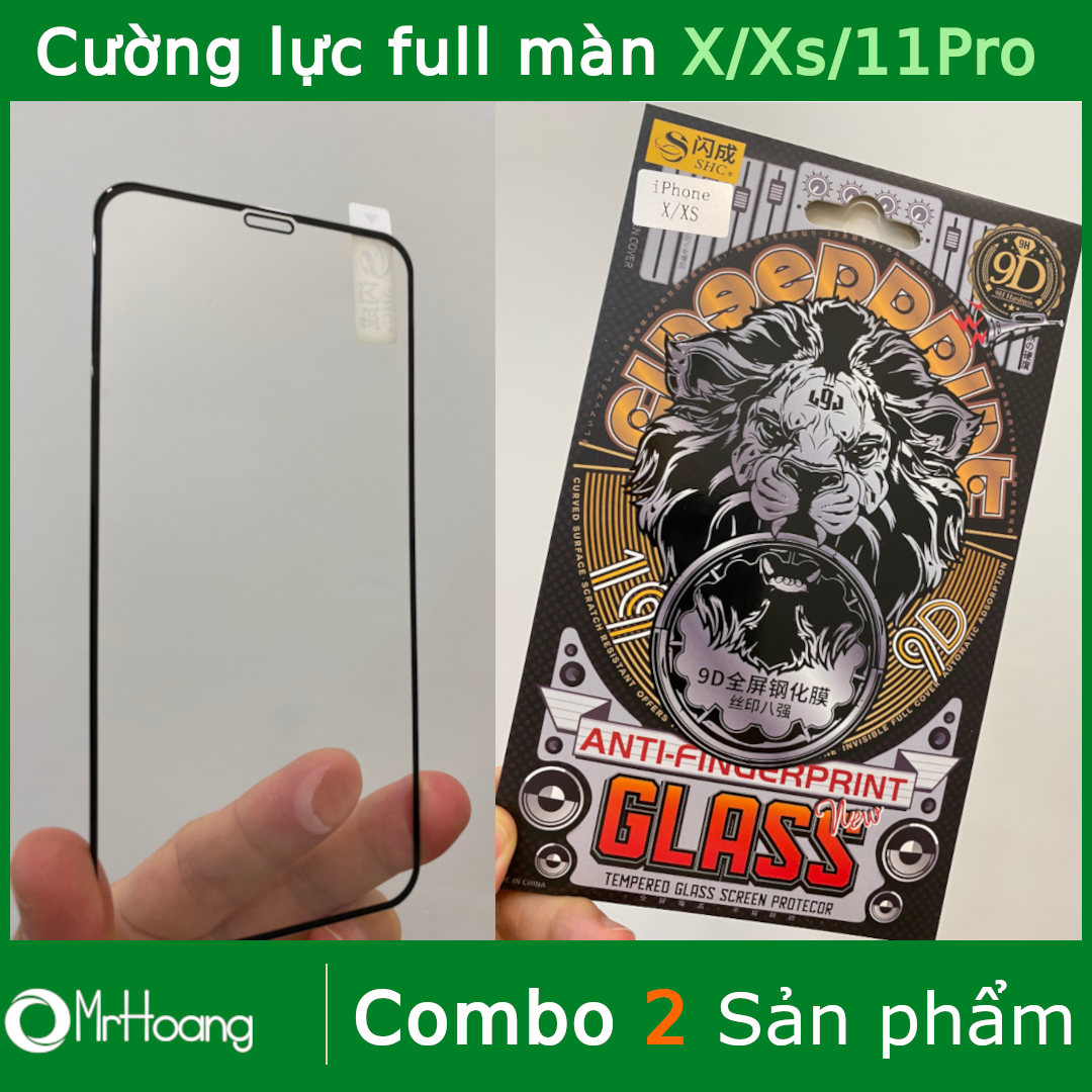 [Hộp giấy] Combo 02 Kính cường lực Iphone X, Xs, 11, 11 Pro full màn cao cấp Sư Tử Vàng (Miếng dán điện thoại  Iphone X, Xs, 11, 11pro)