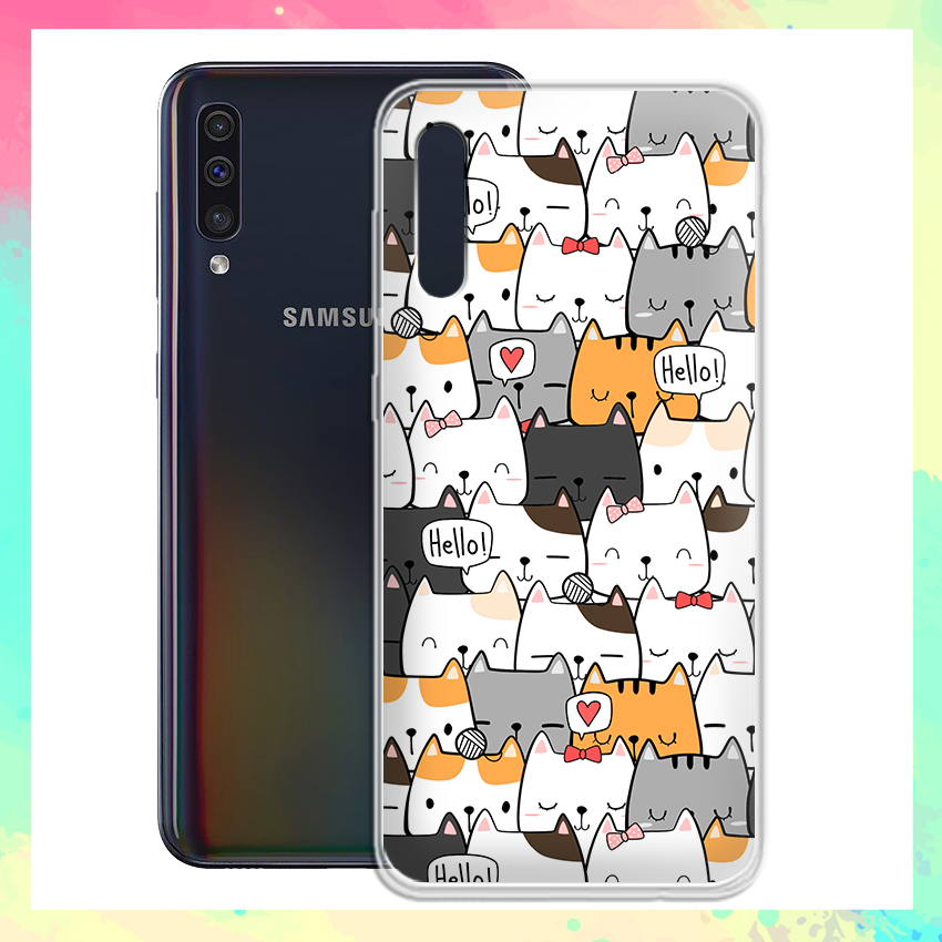[HCM]Ốp lưng Samsung Galaxy A50 in họa tiết chó mèo chibi dễ thương - 01084 Silicone Dẻo