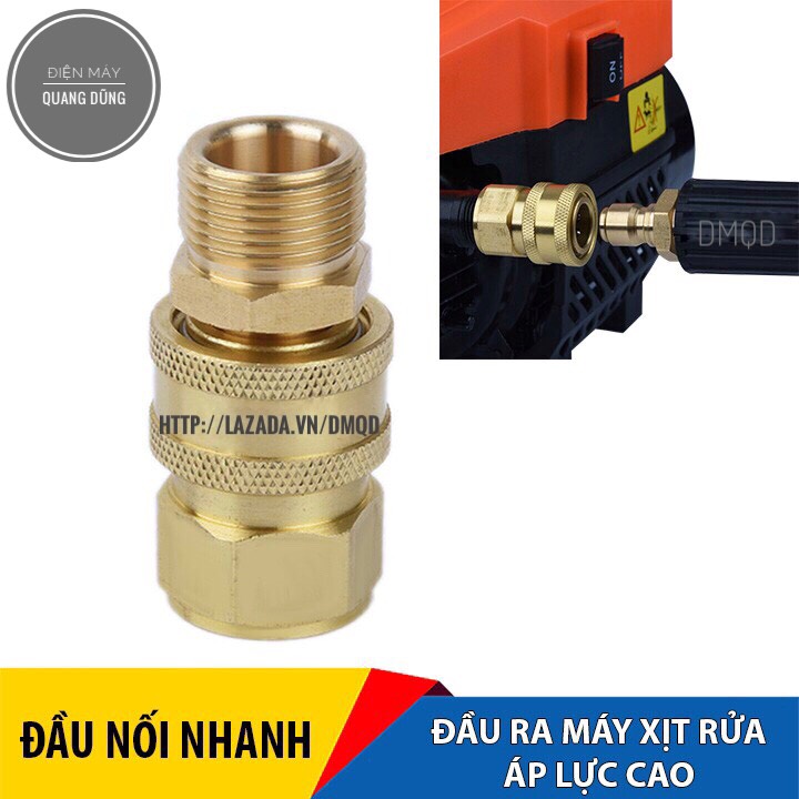 Bộ khớp nối nhanh ren 22mm đầu ra máy xịt rửa, máy rửa xe áp lực cao, máy rửa xe gia đình