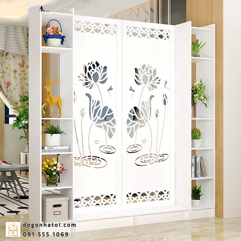 2 VÁCH NGĂN HOA SEN LIỀN 2 KỆ (1m9 x 1m8) - ĐỒ GỖ NHÀ TÔI