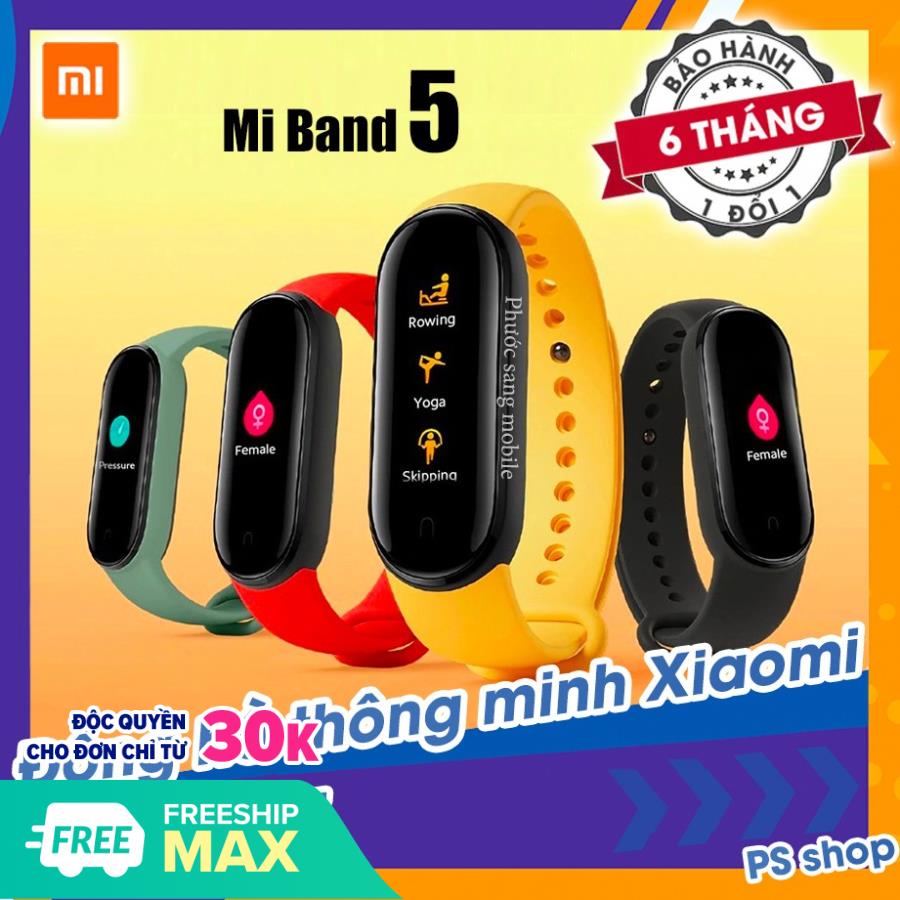 [Mã ELMAR31 Giảm 10%] [Sẵn Hàng] Đồng hồ thông minh Xiaomi Mi Band 5 - Phiên bản NFC / Vòng tay theo dõi sức khoẻ Miband 5 - Nhiều chế độ tập luyện sức khoẻ Màu đen - Bảo hành 6 tháng