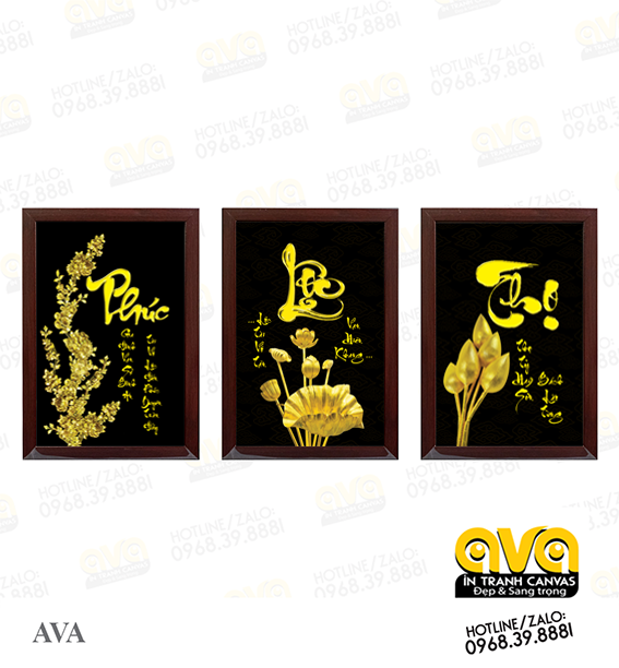 Bộ 3 Khung thư pháp - Phúc lộc thọ