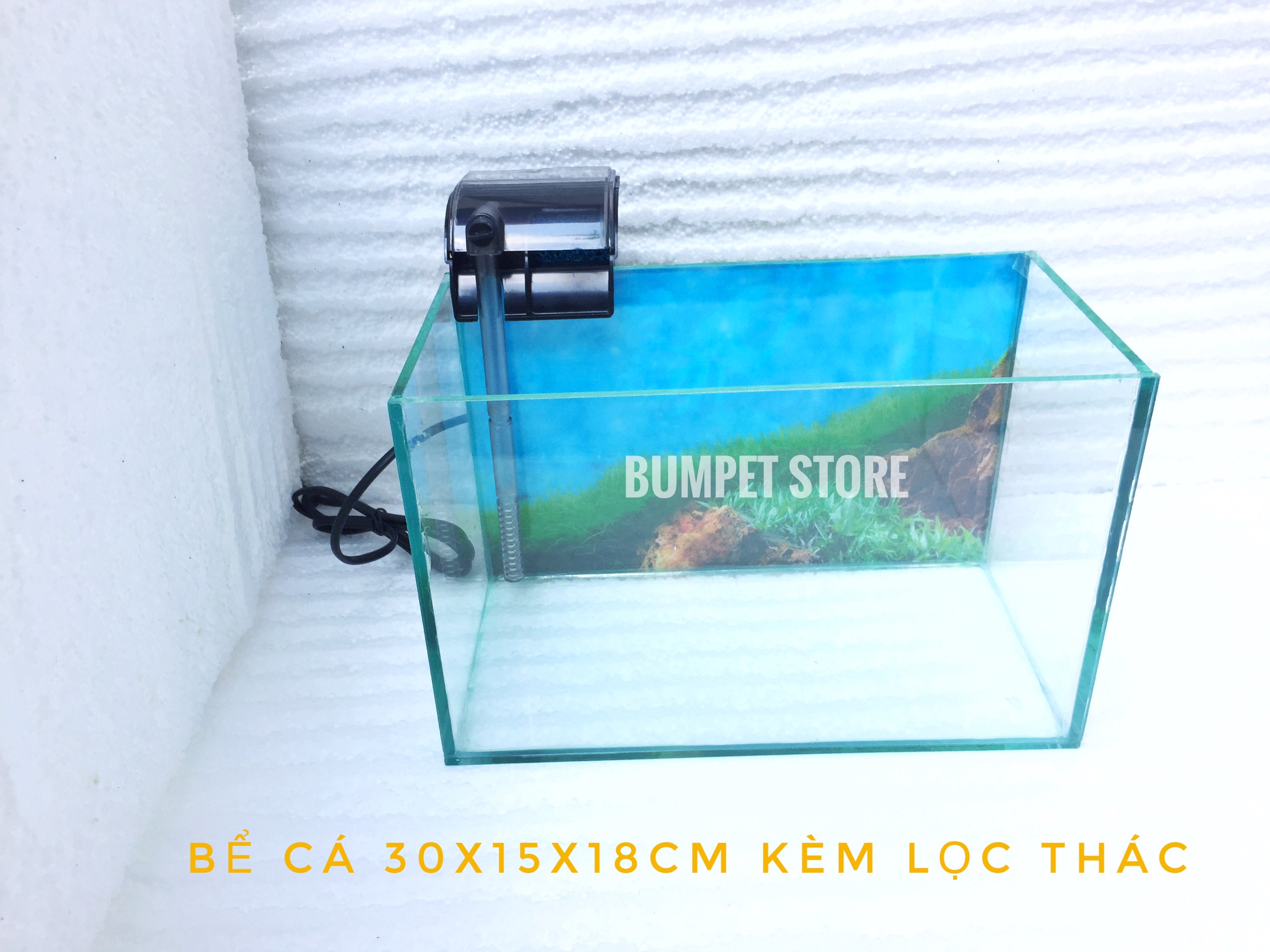 Bể cá cảnh tranh nền cỡ 3018cm DRC kèm lọc thác - bể cá trang trí nhà cửa