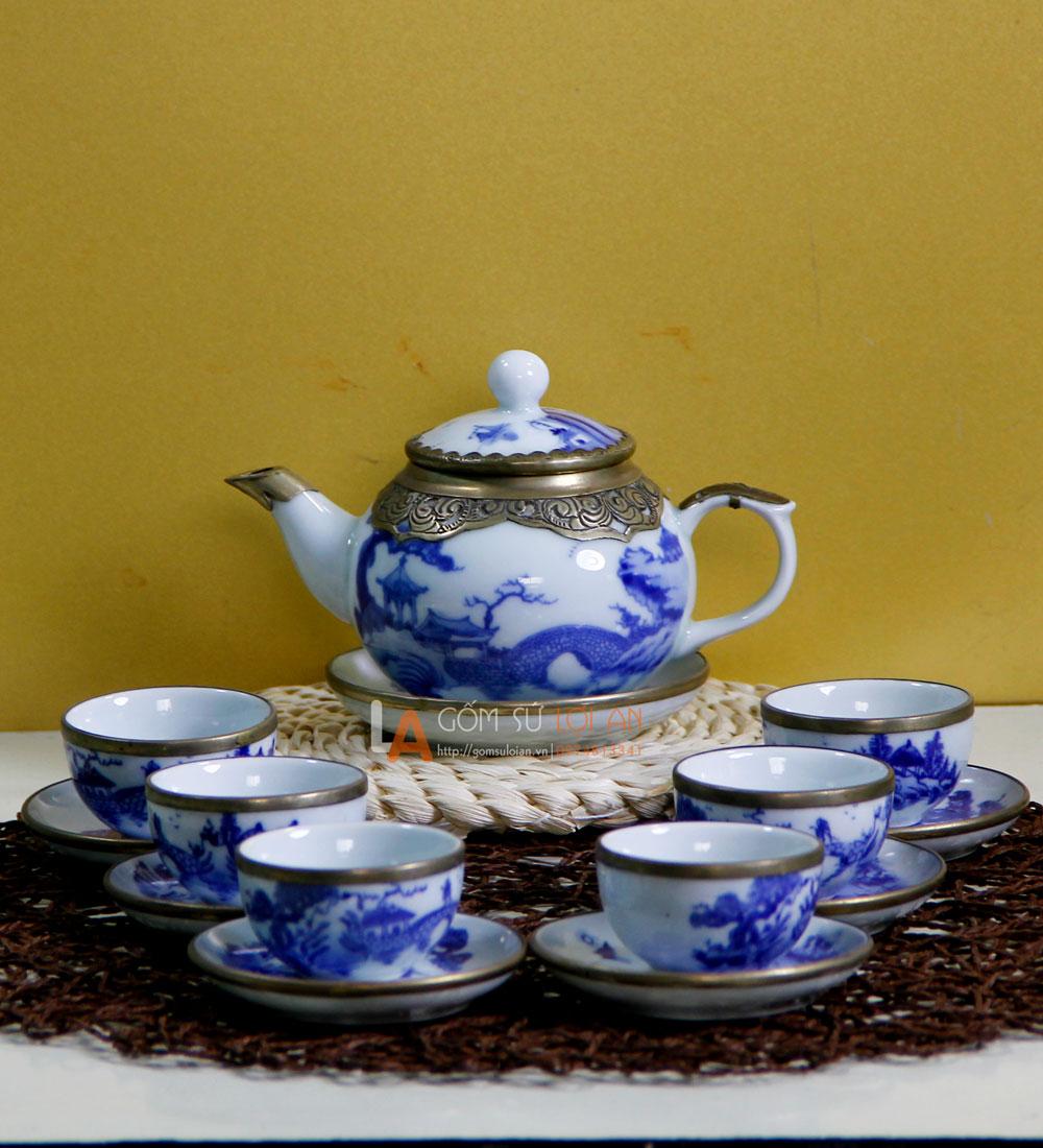 THƯỞNG TRÀ NGON Với Bộ Bình Trà Sứ Hoa Nhài Men Lam Vẽ Sơn Thủy, Bộ Tách Trà Gốm Sứ, Bộ Ấm Pha Trà, Bộ Ấm Pha Trà Đẹp