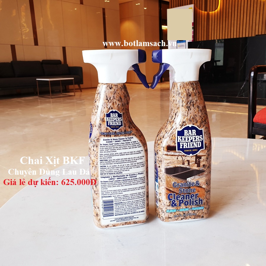 Chai xịt tẩy rửa bề mặt Đá BKF 750ml - Stone & Granite | Tẩy sạch và làm bóng mặt đá tự nhiên và nhân tạo