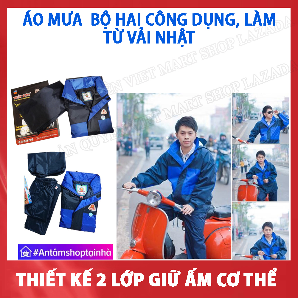 Áo mưa bộ, Áo mưa, đi , xe máy - Áo mưa bộ 2 lớp cao cấp loại đẹp, vừa đi mưa vừa giữ ấm