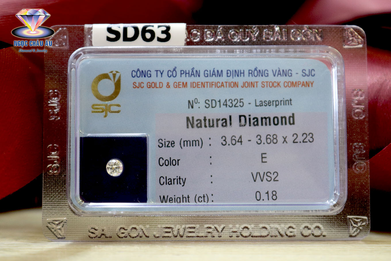 SD63-SD14325 - Kim cương thiên nhiên 3.68-3.64x2.23 - 0.18ct- E/VVS2 - code GIA7278741342