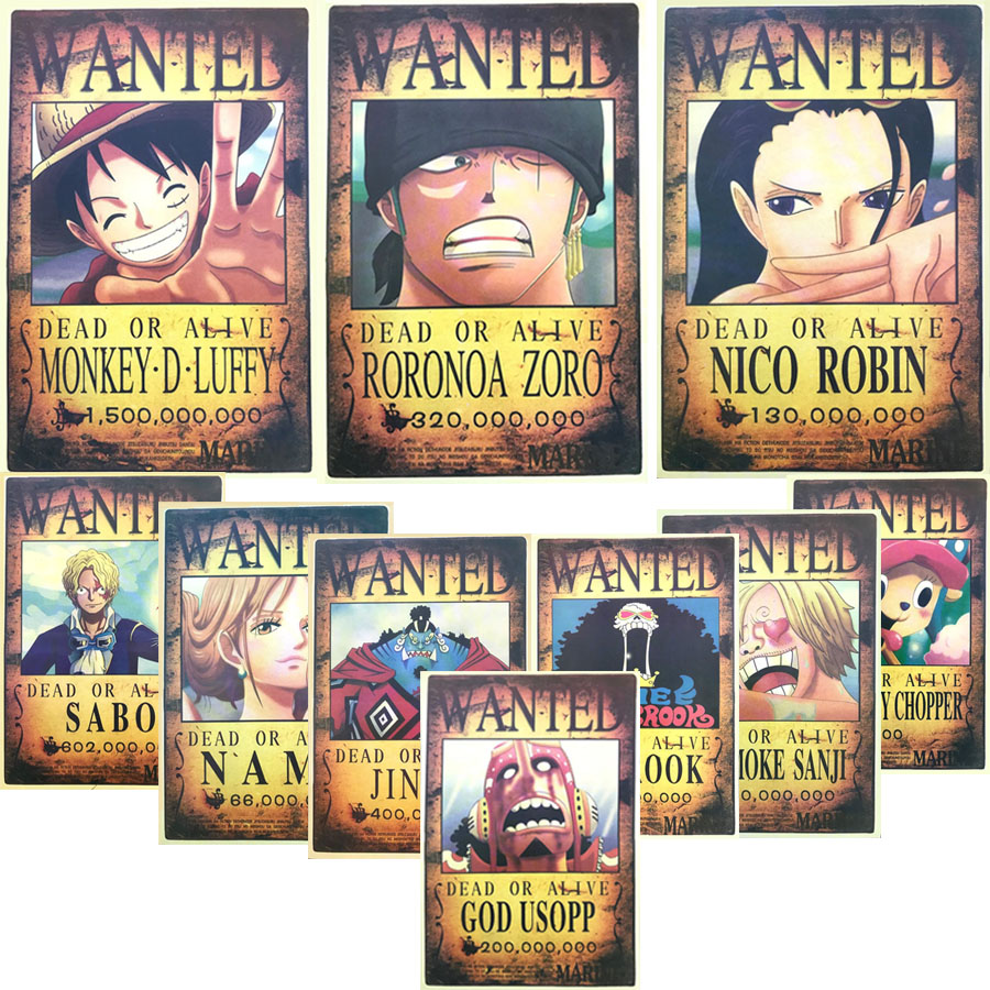 Bộ 10 Tấm Poster Truy Nã One Piece Gồm Ace Và Tứ Hoàng Và Thất Vũ Hải Với  Mức Truy Nã Mới Nhất, Giáy Bìa Dày Chống Nước Khổ A4 Cực Đẹp |